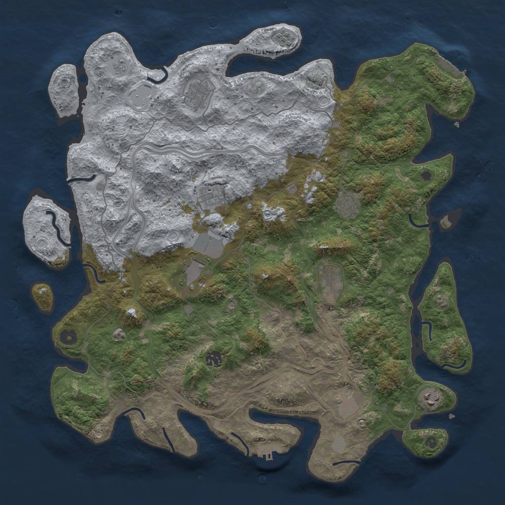 Rust Map: Procedural Map, Size: 4500, Seed: 4600, 16 Monuments