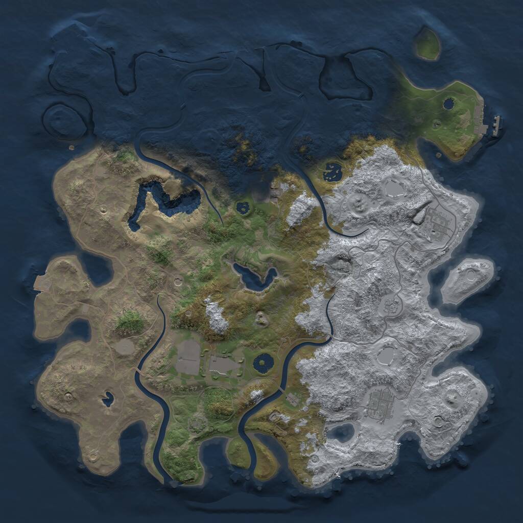 Rust Map: Procedural Map, Size: 4000, Seed: 422983610, 11 Monuments