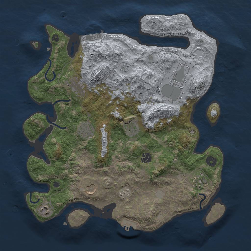Rust Map: Procedural Map, Size: 3550, Seed: 13825, 16 Monuments