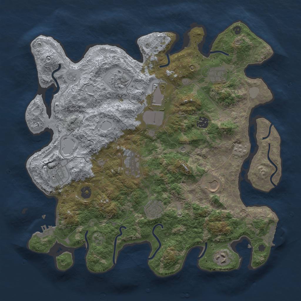 Rust Map: Procedural Map, Size: 3800, Seed: 5777544, 17 Monuments