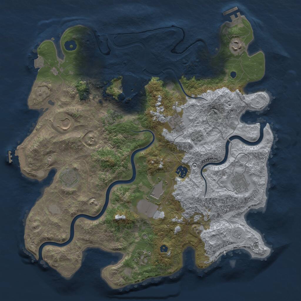 Rust Map: Procedural Map, Size: 3900, Seed: 1363682873, 16 Monuments