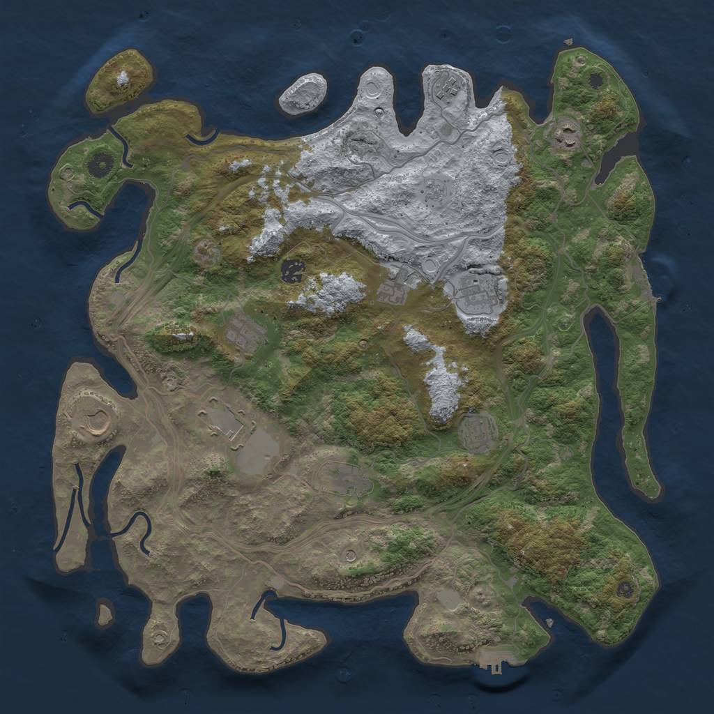 Rust Map: Procedural Map, Size: 4250, Seed: 1832640224, 17 Monuments