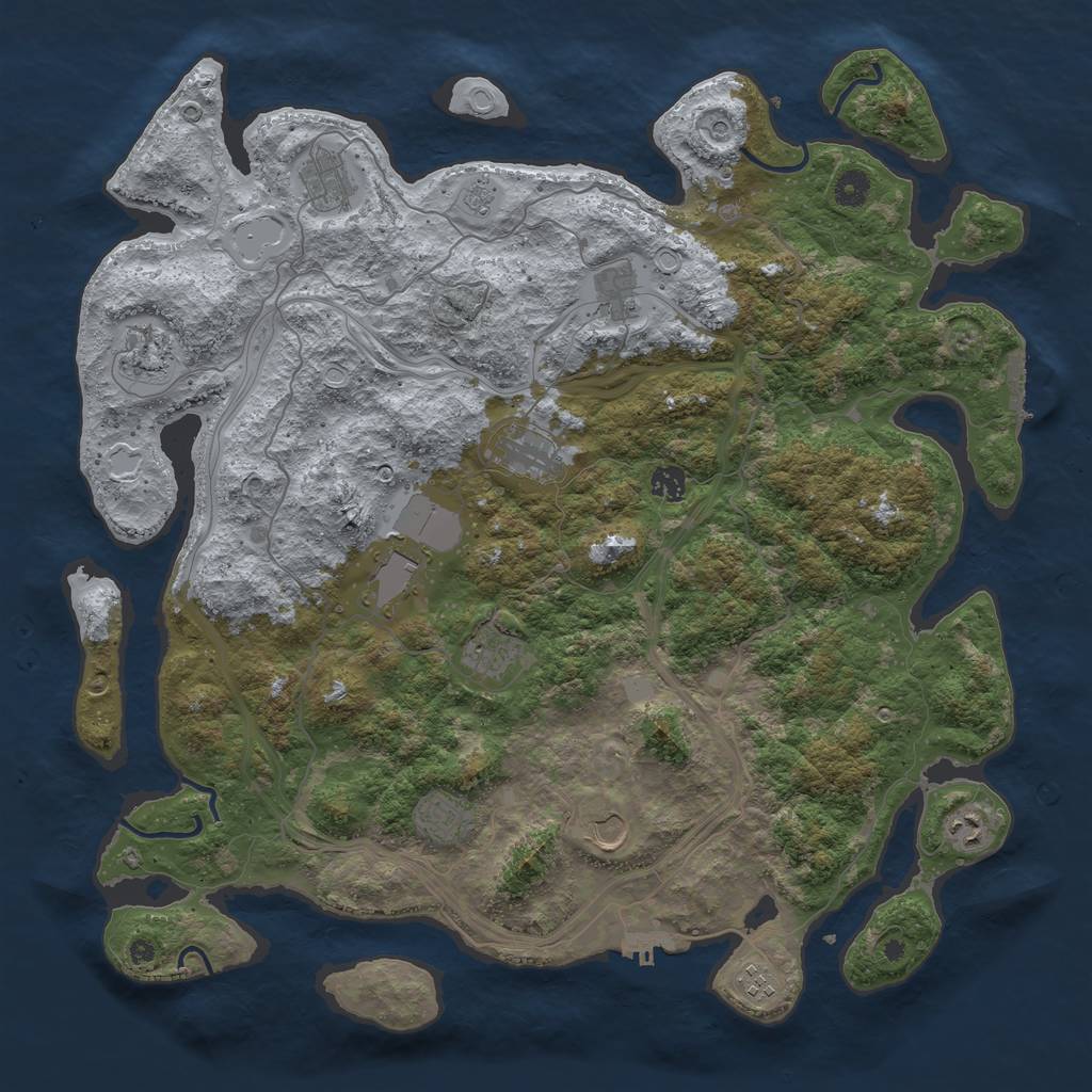 Rust Map: Procedural Map, Size: 4500, Seed: 123456654, 18 Monuments