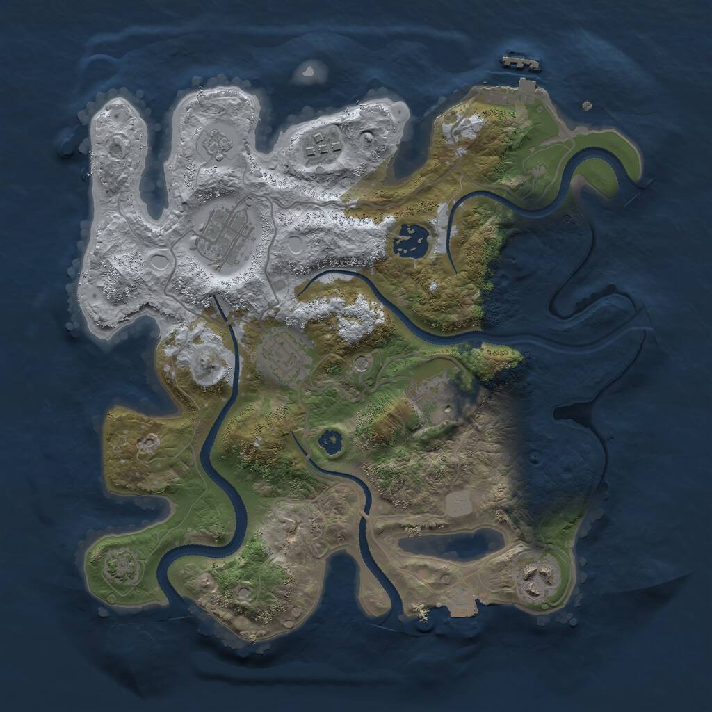 Rust Map: Procedural Map, Size: 3000, Seed: 1884725055, 11 Monuments