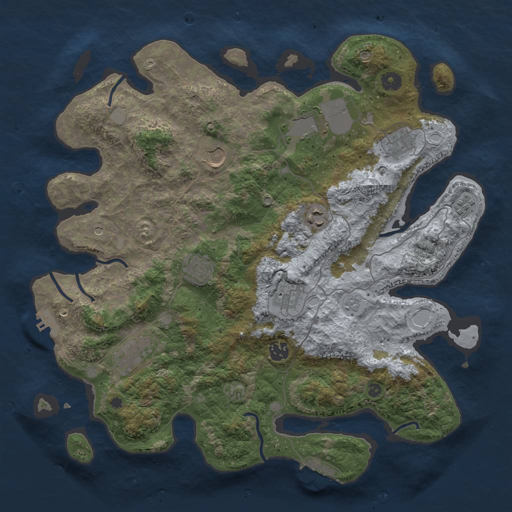 Rust Map: Procedural Map, Size: 3800, Seed: 529922370, 16 Monuments