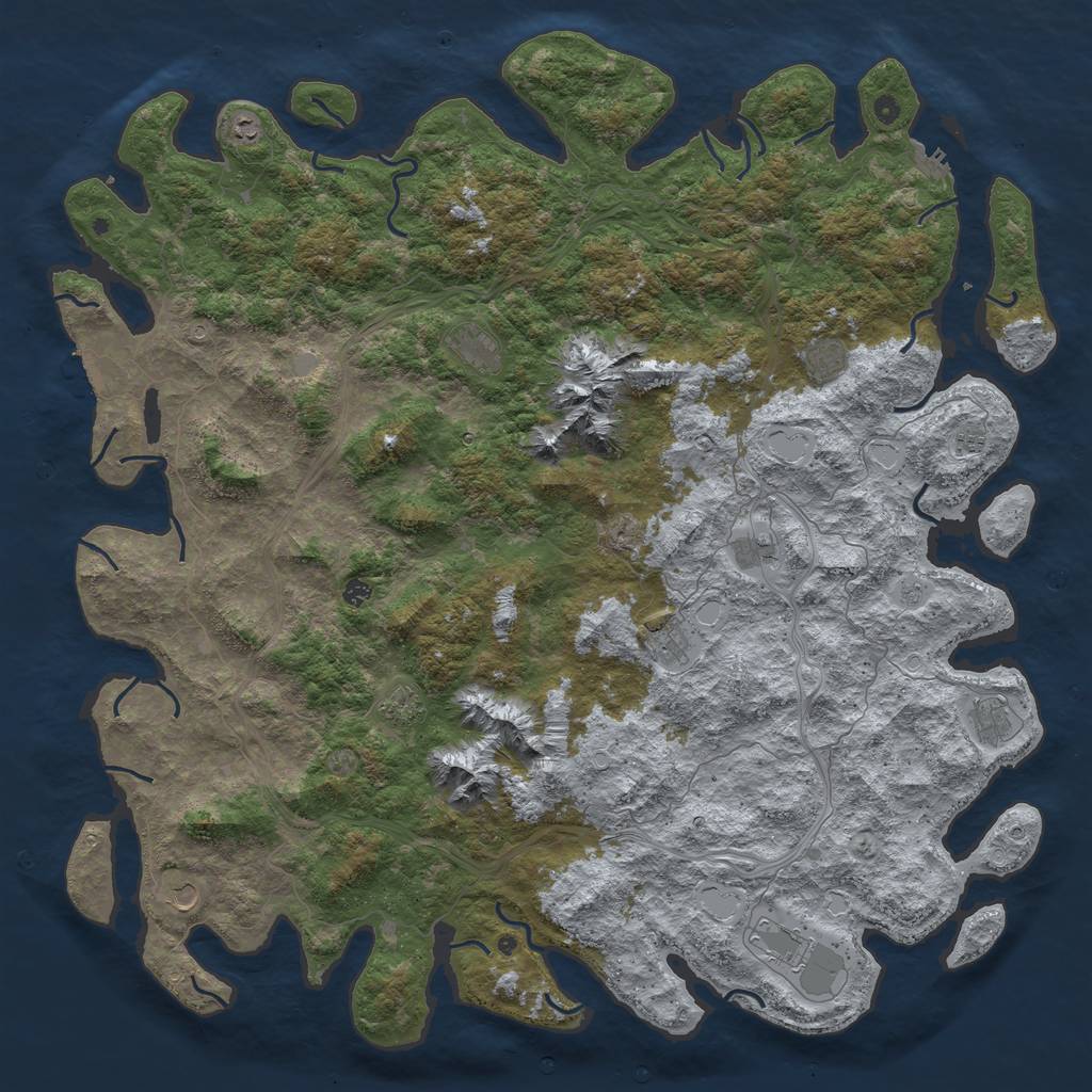 Rust Map: Procedural Map, Size: 6000, Seed: 46628, 18 Monuments