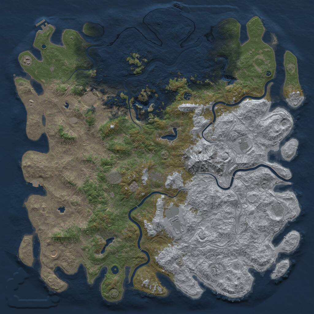 Rust Map: Procedural Map, Size: 6000, Seed: 46628, 17 Monuments
