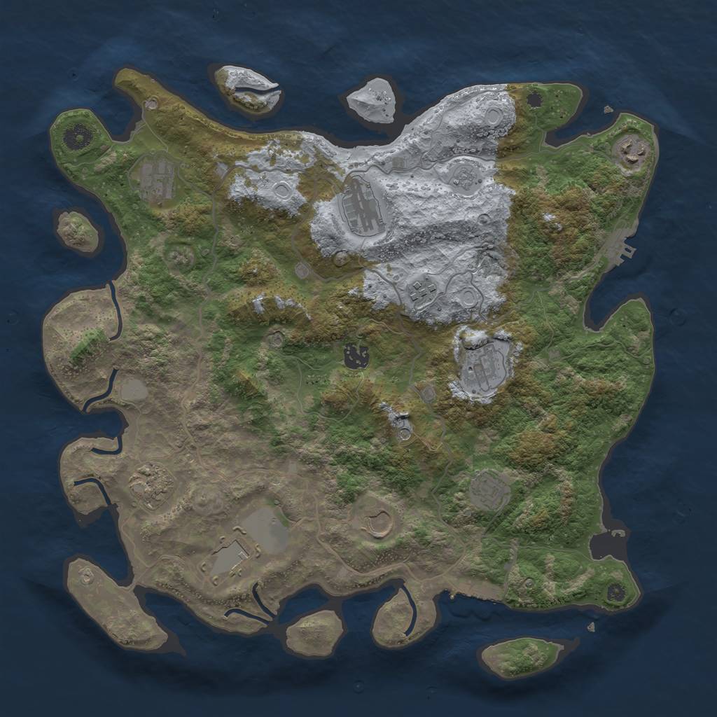 Rust Map: Procedural Map, Size: 4000, Seed: 689871069, 17 Monuments