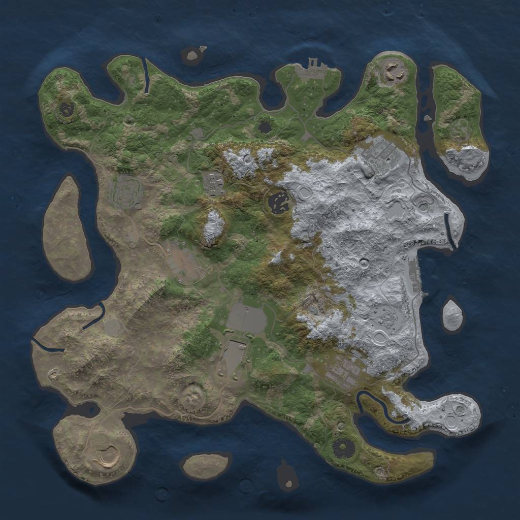 Rust Map: Procedural Map, Size: 3550, Seed: 123654789, 16 Monuments