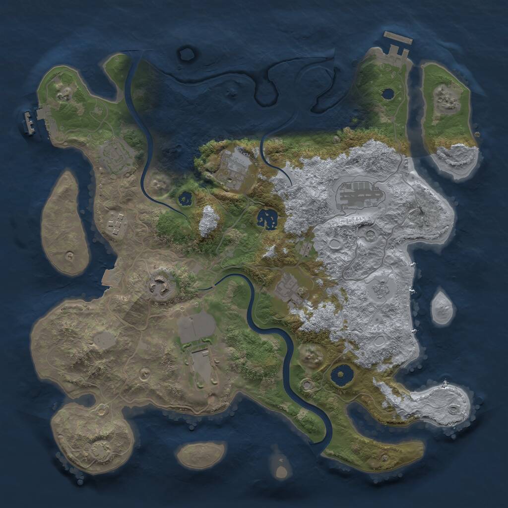 Rust Map: Procedural Map, Size: 3550, Seed: 123654789, 14 Monuments