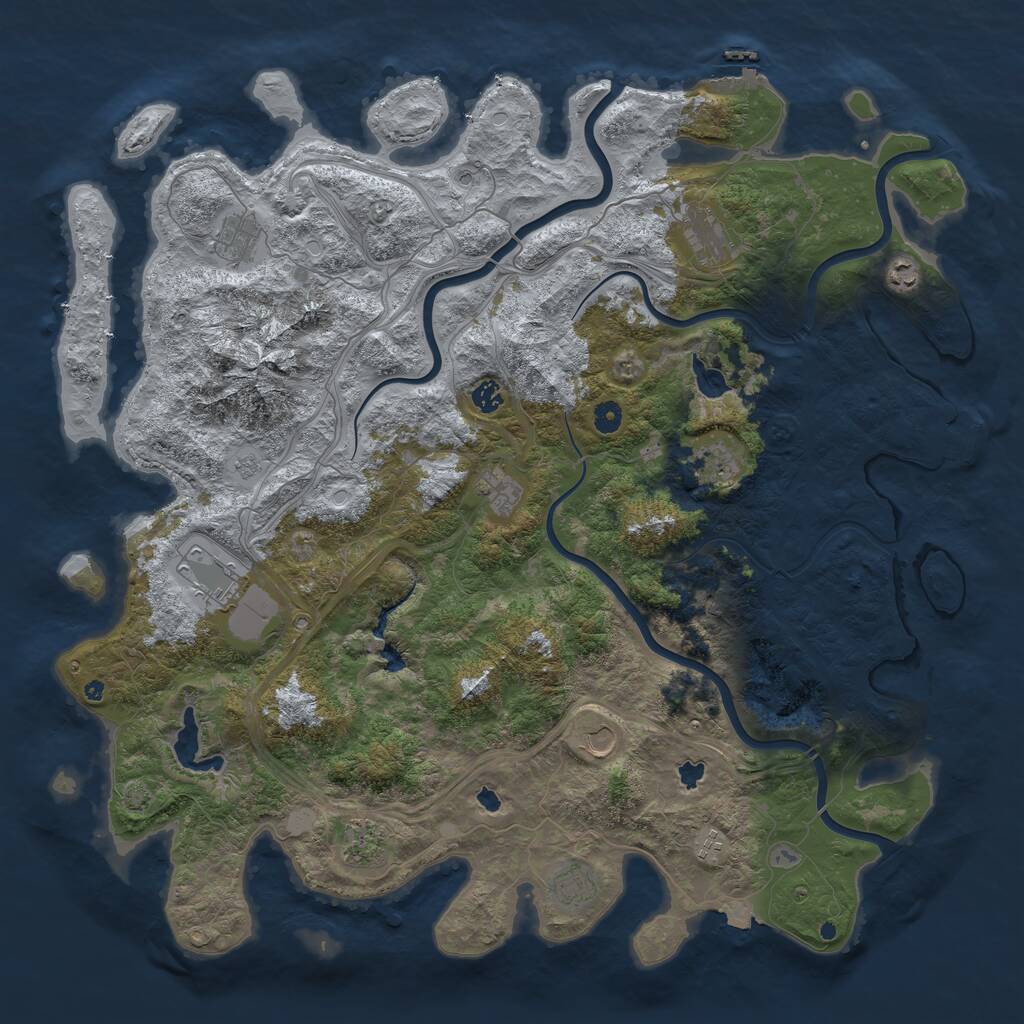 Rust Map: Procedural Map, Size: 5000, Seed: 2971864, 17 Monuments