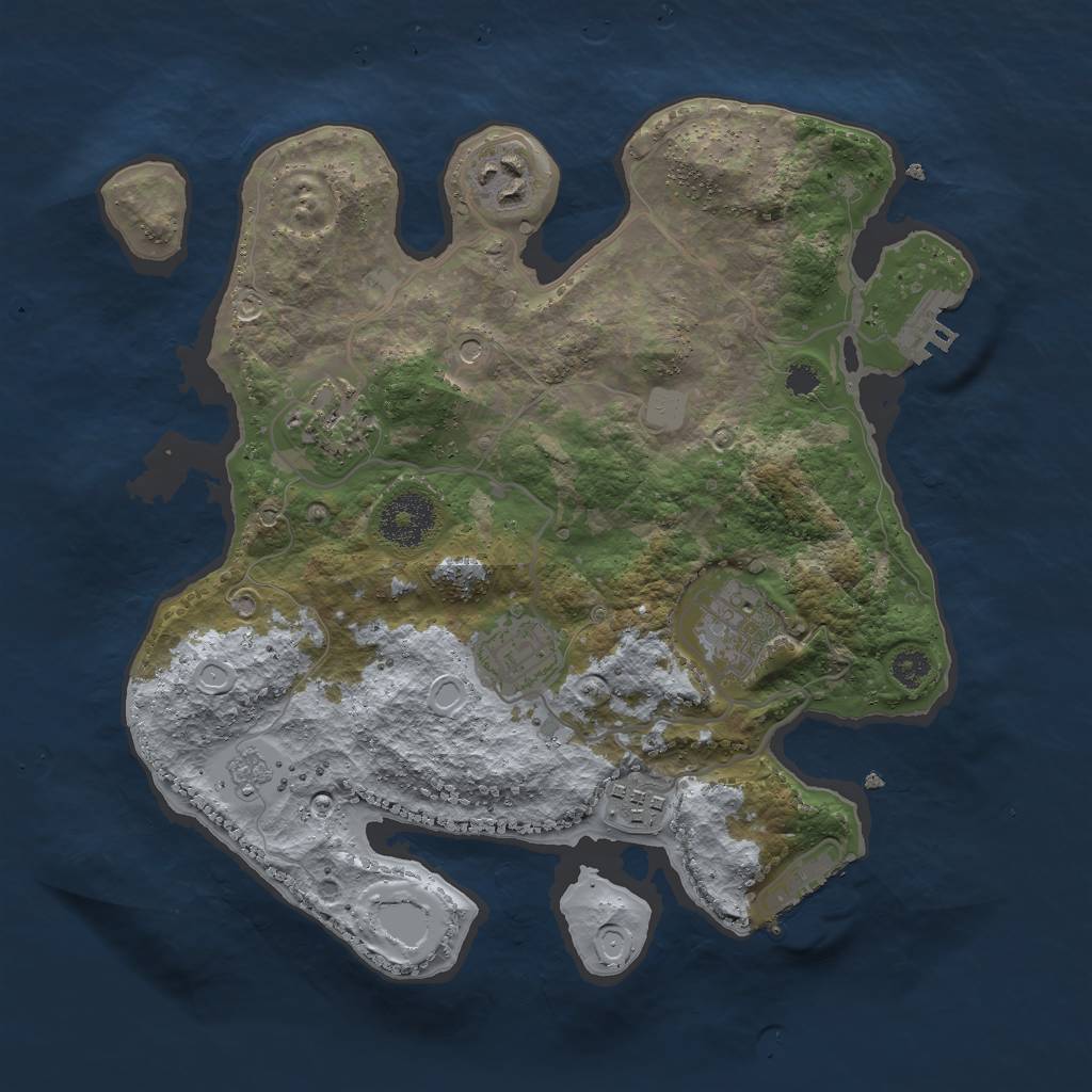 Rust Map: Procedural Map, Size: 3000, Seed: 3222, 12 Monuments