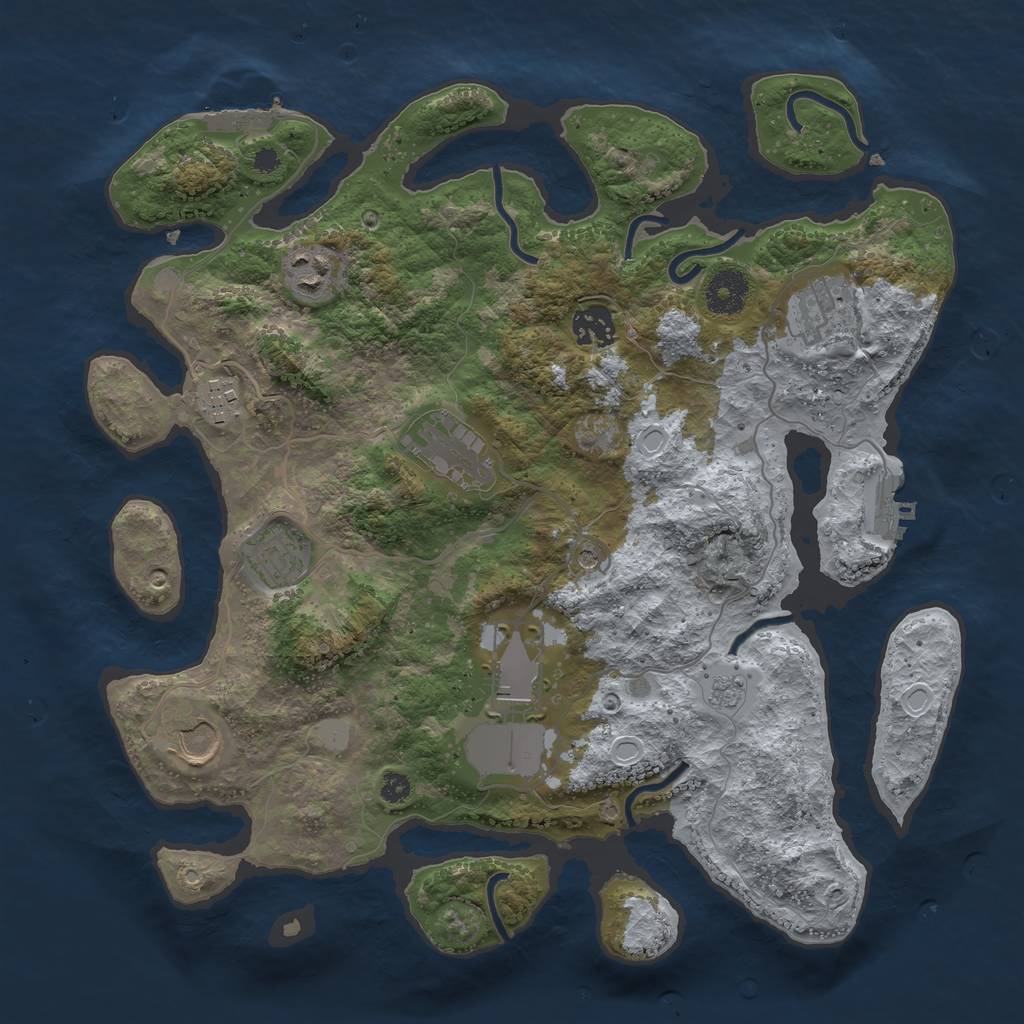 Rust Map: Procedural Map, Size: 3500, Seed: 13682054, 15 Monuments