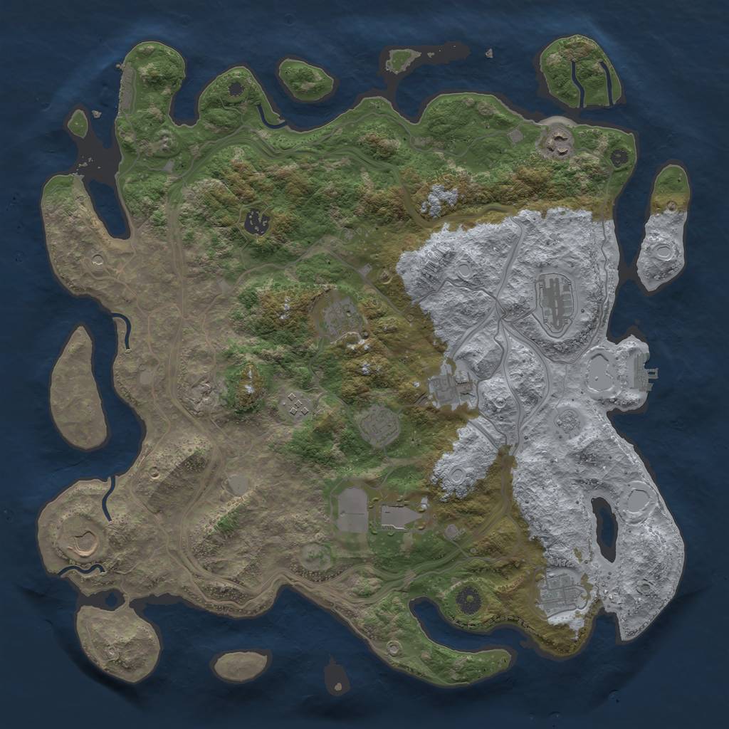 Rust Map: Procedural Map, Size: 4250, Seed: 123654789, 17 Monuments