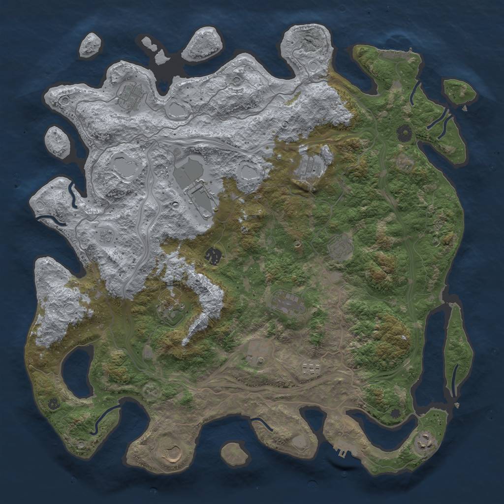 Rust Map: Procedural Map, Size: 4500, Seed: 735352028, 18 Monuments