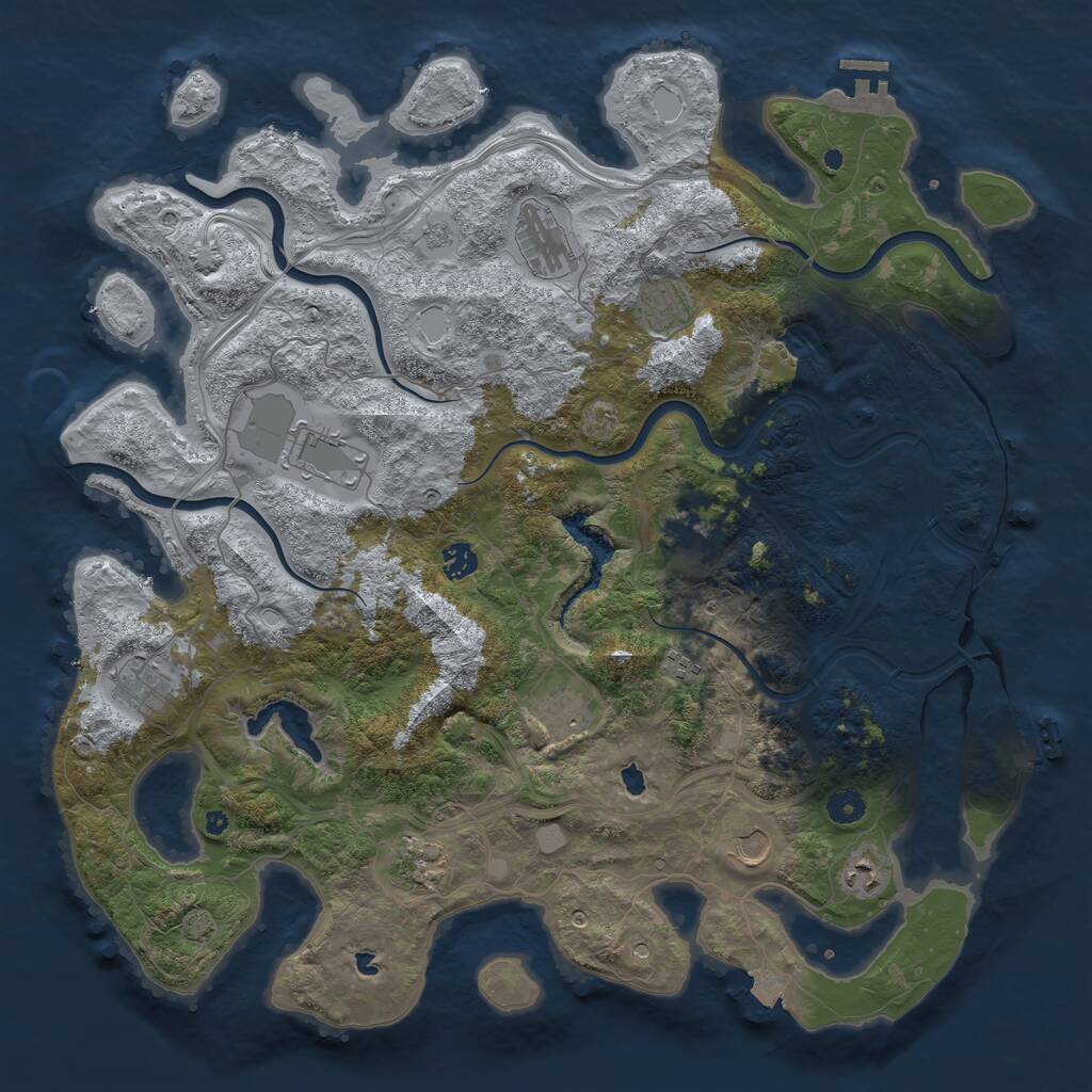 Rust Map: Procedural Map, Size: 4500, Seed: 735352028, 17 Monuments