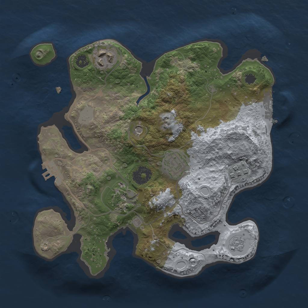 Rust Map: Procedural Map, Size: 2500, Seed: 1692808453, 11 Monuments