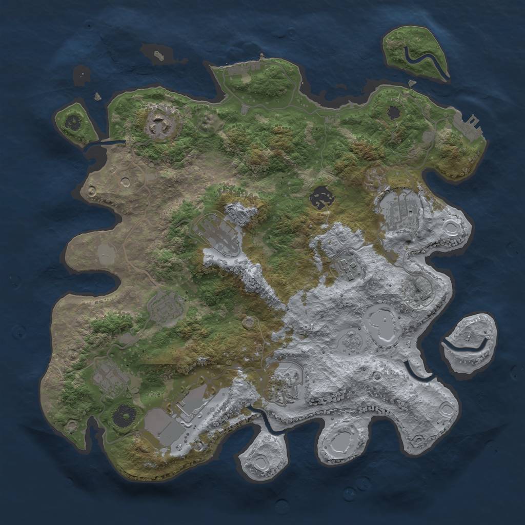 Rust Map: Procedural Map, Size: 3500, Seed: 939519376, 16 Monuments