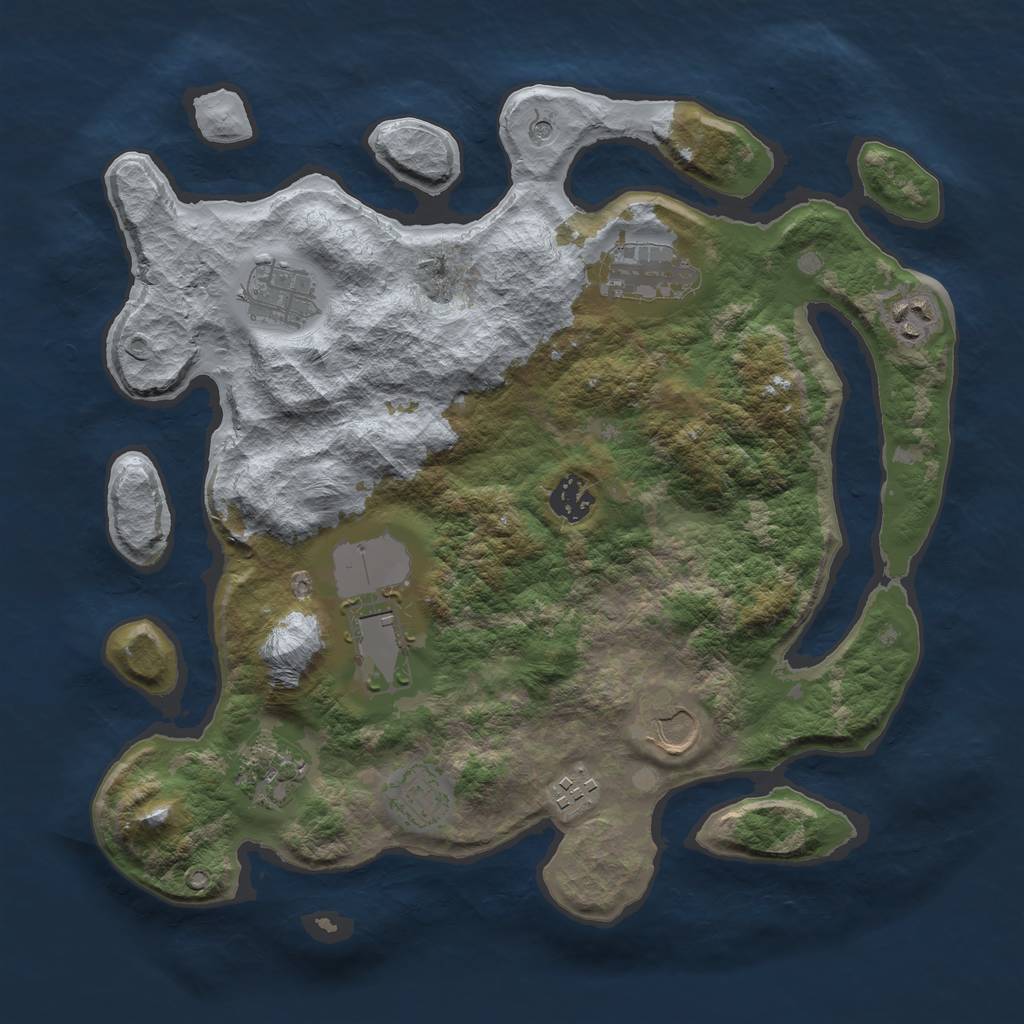 Rust Map: Barren, Size: 3500, Seed: 244860562, 12 Monuments
