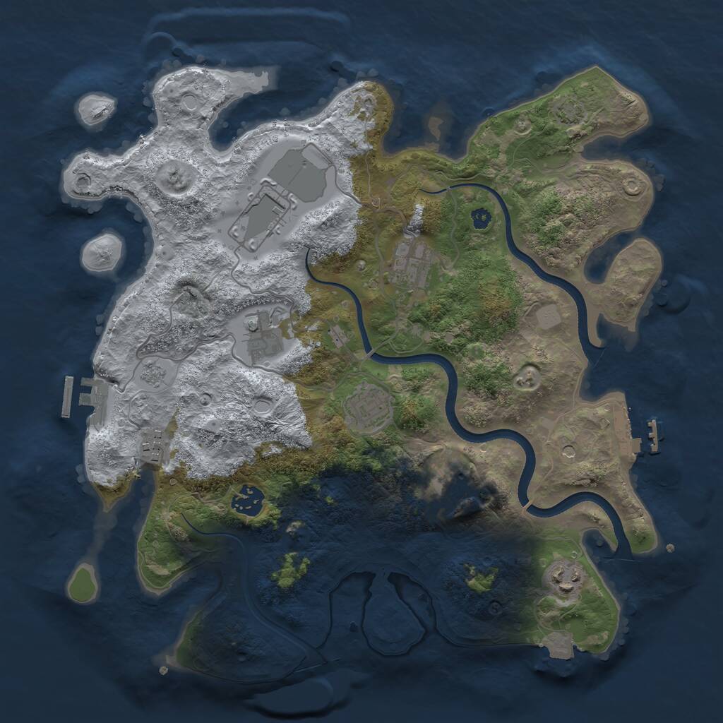 Rust Map: Procedural Map, Size: 3500, Seed: 653461, 14 Monuments