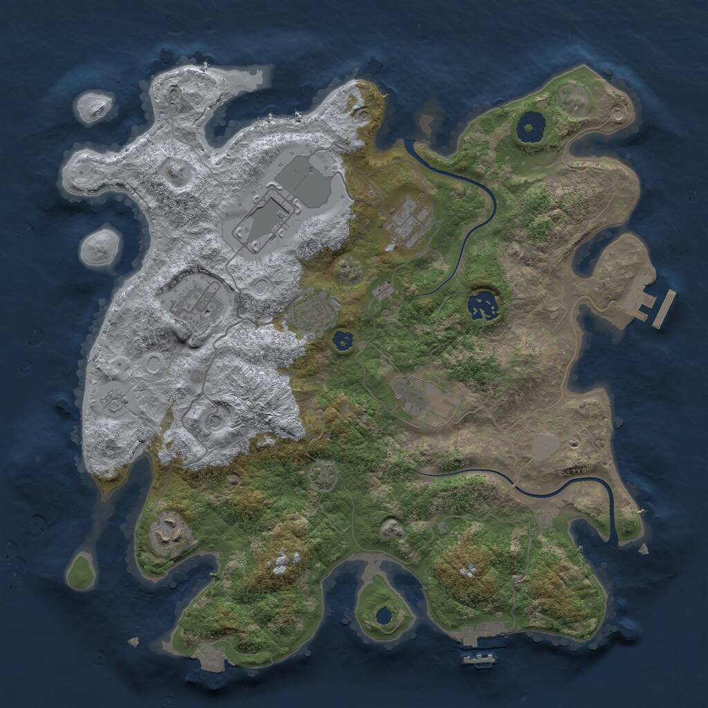 Rust Map: Procedural Map, Size: 3500, Seed: 653461, 13 Monuments