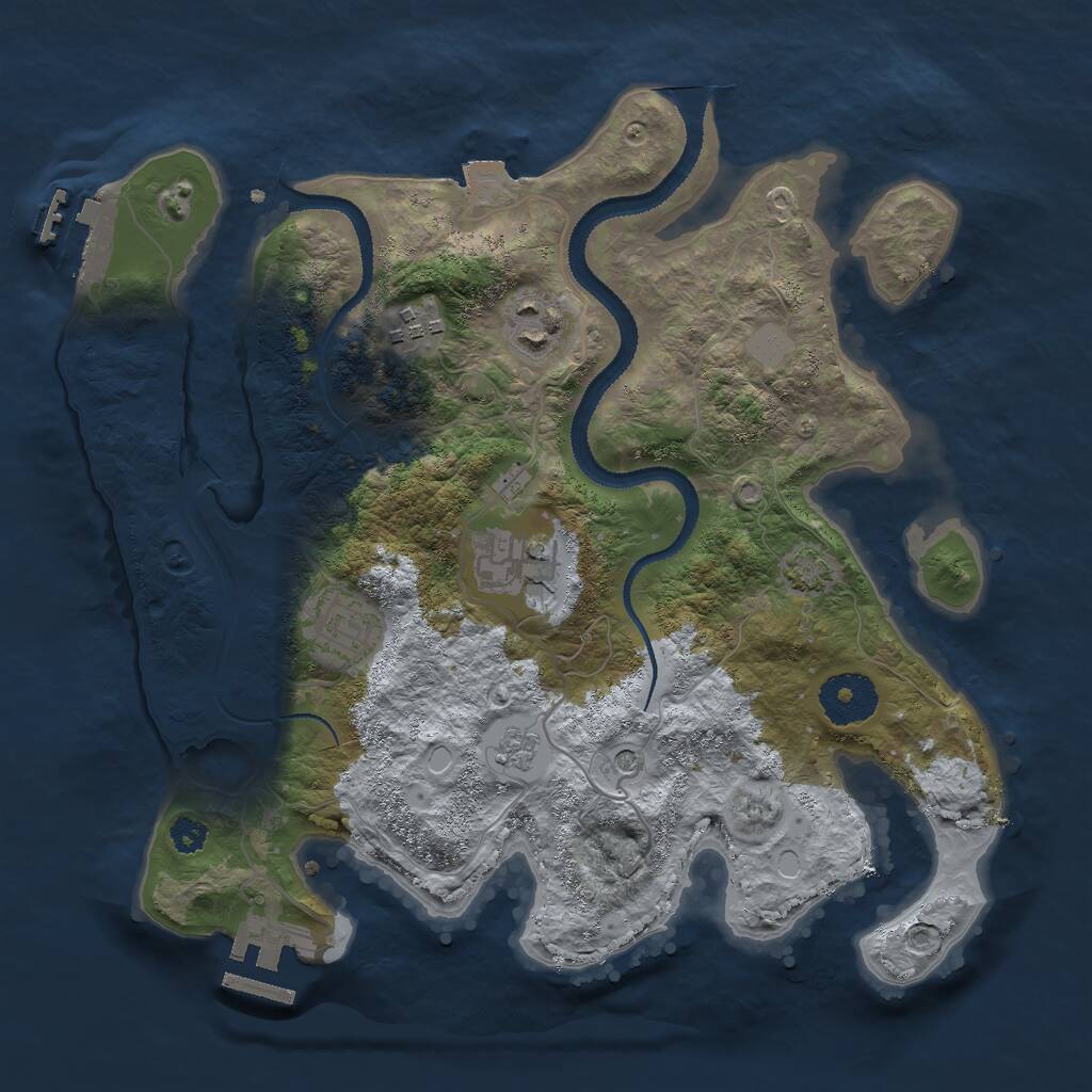 Rust Map: Procedural Map, Size: 3000, Seed: 13355, 10 Monuments