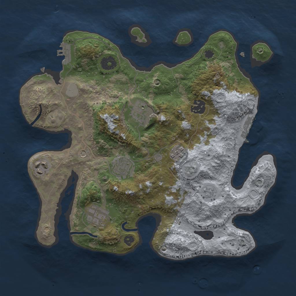 Rust Map: Procedural Map, Size: 3000, Seed: 30073, 13 Monuments