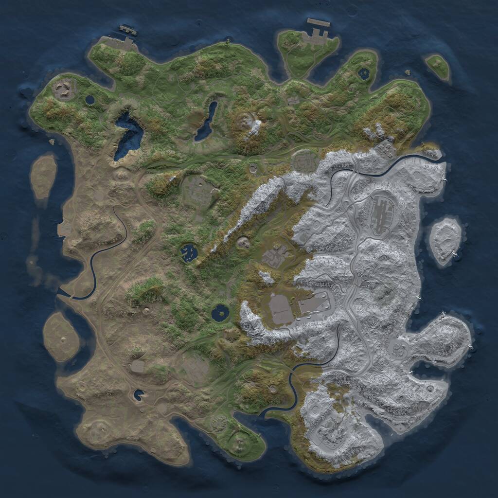Rust Map: Procedural Map, Size: 4400, Seed: 74441202, 16 Monuments