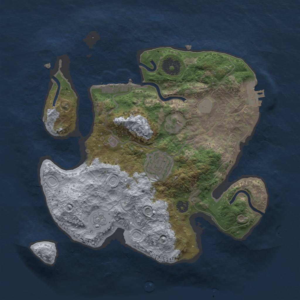 Rust Map: Procedural Map, Size: 2500, Seed: 1462394096, 7 Monuments