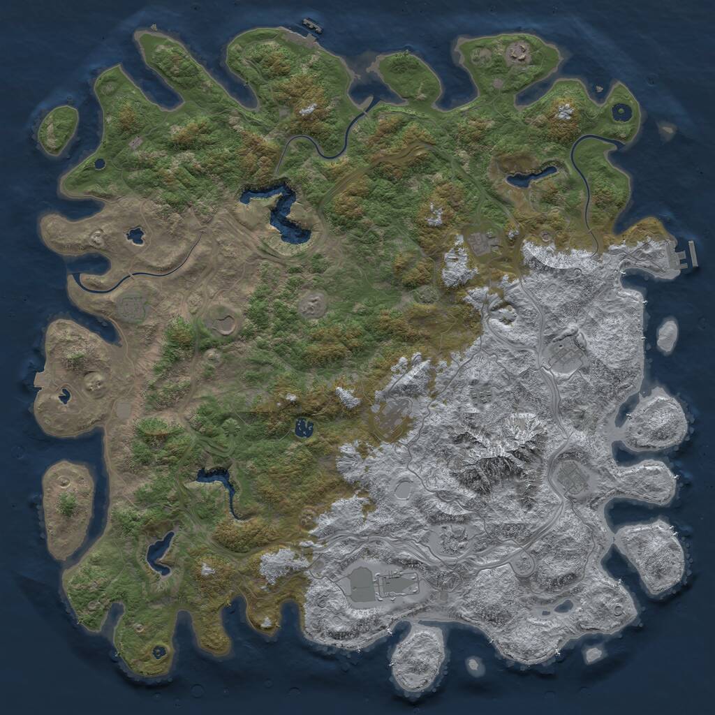 Rust Map: Procedural Map, Size: 5500, Seed: 99999, 17 Monuments