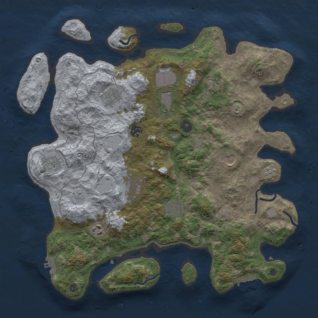 Rust Map: Procedural Map, Size: 4000, Seed: 1620237543, 17 Monuments