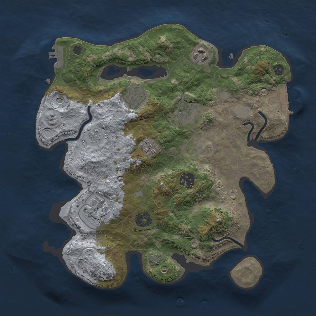 Rust Map: Procedural Map, Size: 3000, Seed: 2775, 14 Monuments