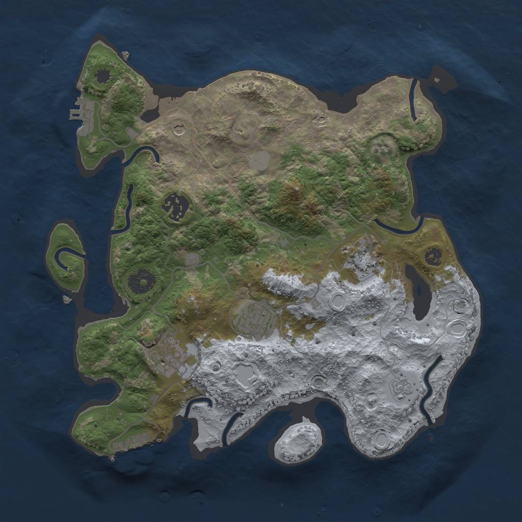Rust Map: Procedural Map, Size: 3000, Seed: 324266346, 11 Monuments