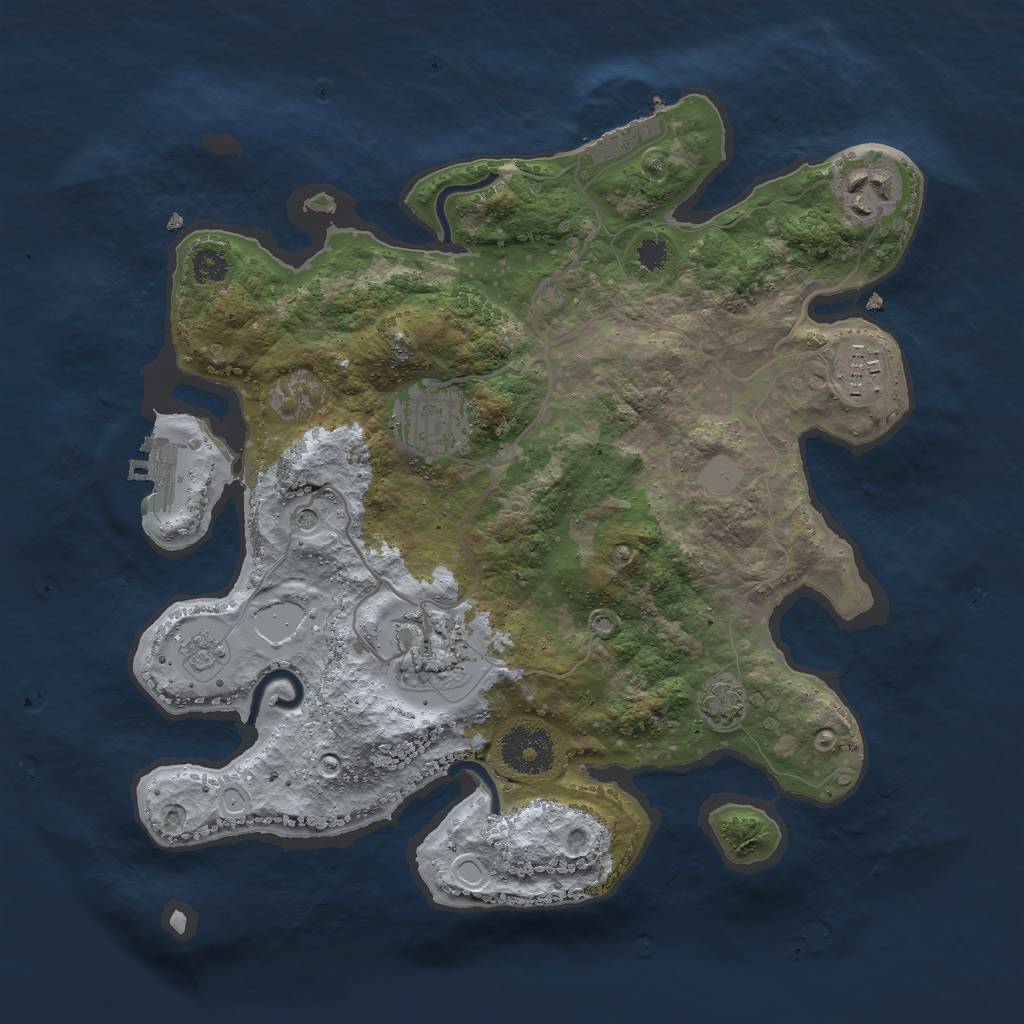 Rust Map: Procedural Map, Size: 3000, Seed: 29241, 12 Monuments