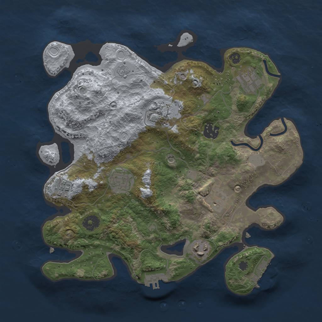 Rust Map: Procedural Map, Size: 3000, Seed: 29691, 14 Monuments