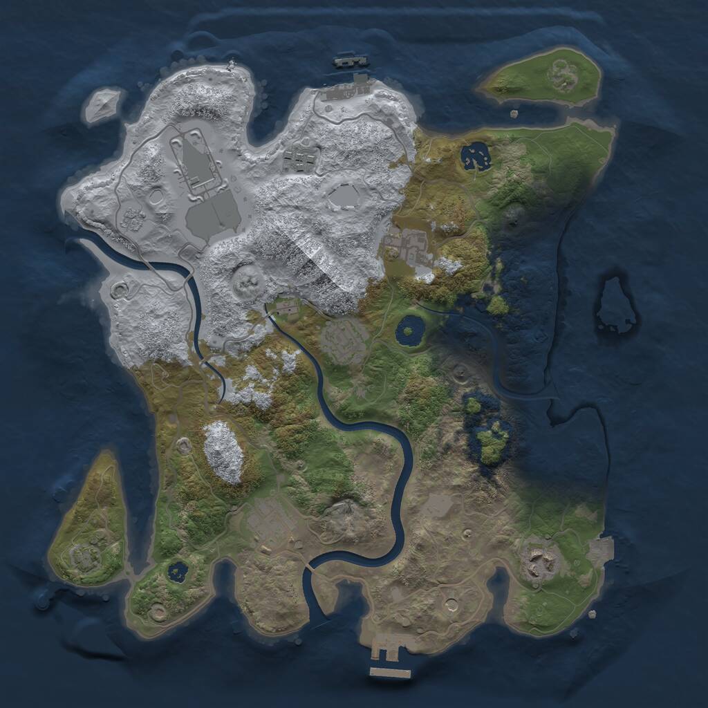 Rust Map: Procedural Map, Size: 3500, Seed: 563672545, 13 Monuments