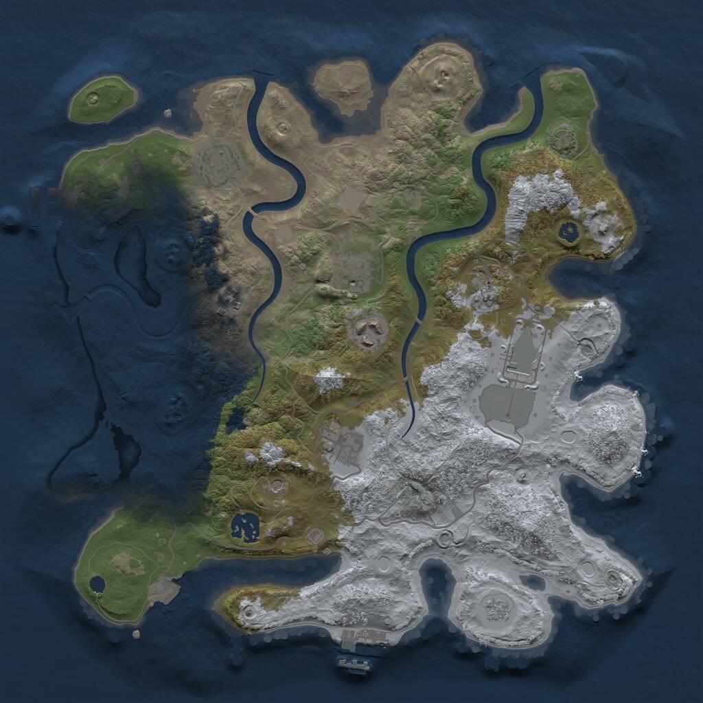 Rust Map: Procedural Map, Size: 3500, Seed: 556732942, 14 Monuments