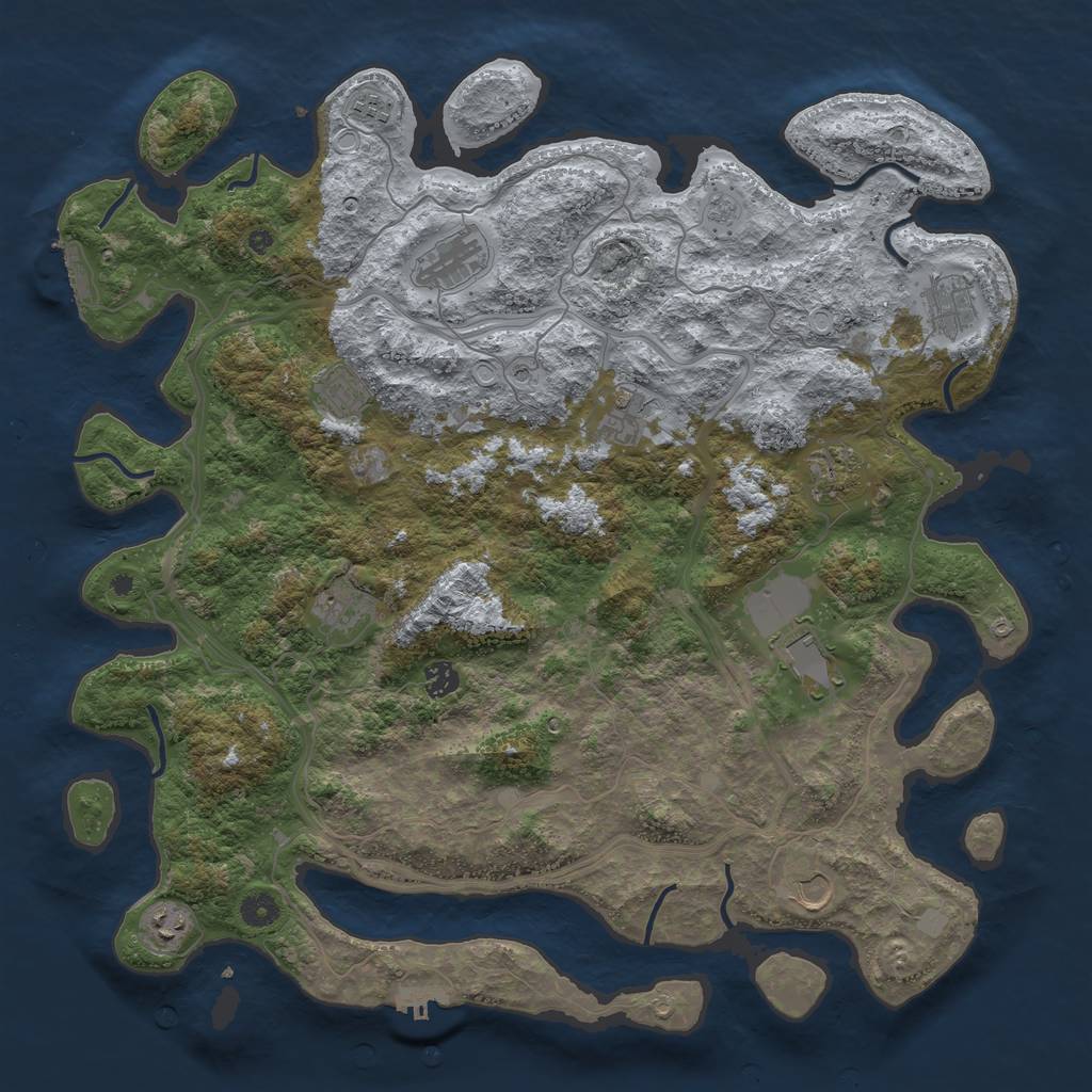 Rust Map: Procedural Map, Size: 4500, Seed: 810514, 18 Monuments