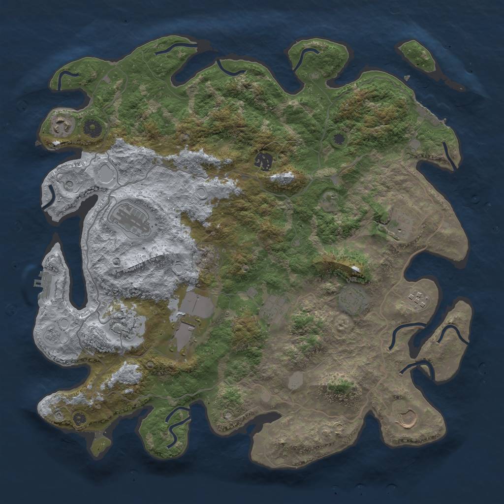 Rust Map: Procedural Map, Size: 4096, Seed: 1401216435, 17 Monuments