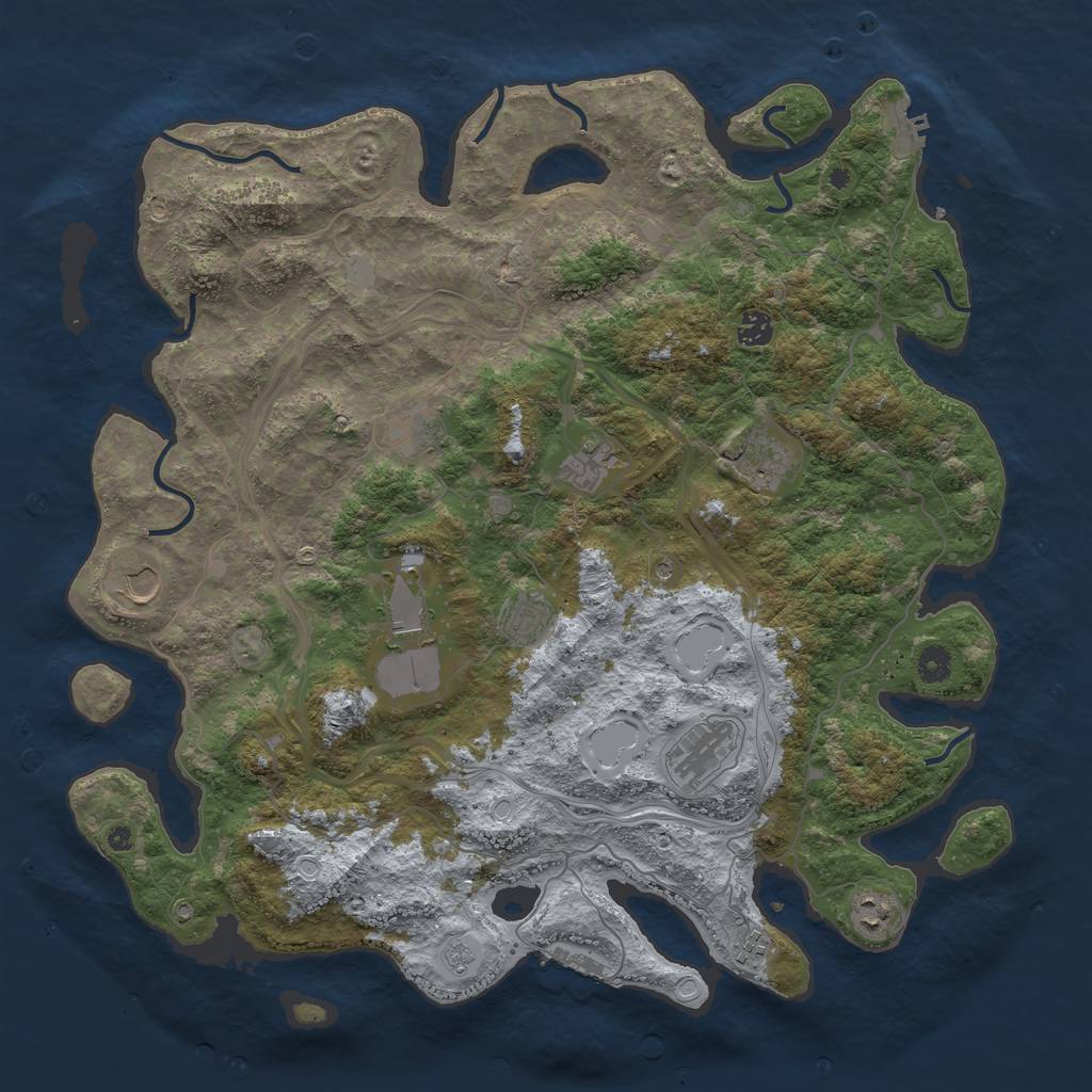 Rust Map: Procedural Map, Size: 4500, Seed: 142247046, 17 Monuments