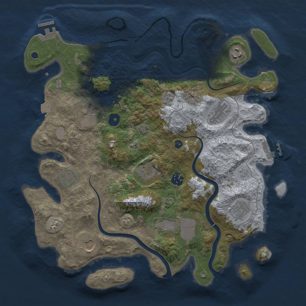 Rust Map: Procedural Map, Size: 3750, Seed: 200322229, 16 Monuments