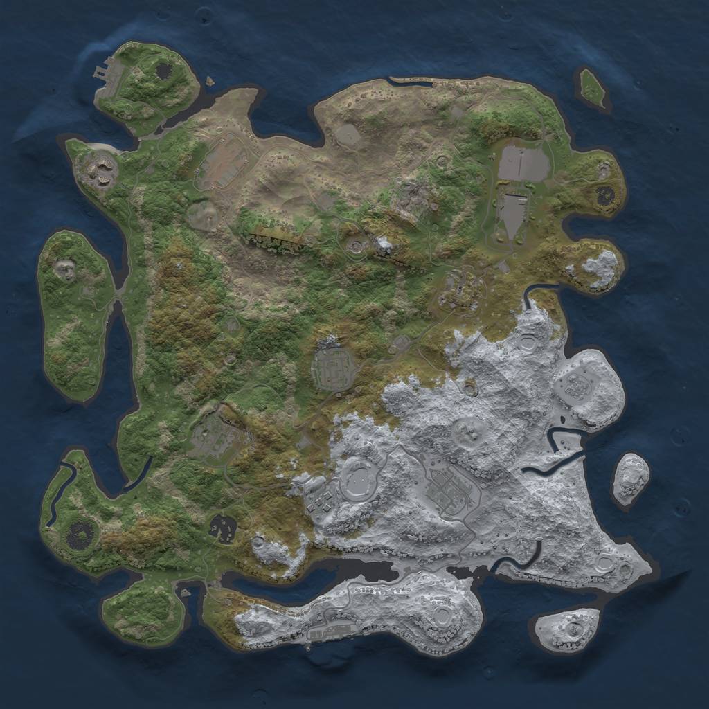 Rust Map: Procedural Map, Size: 3750, Seed: 38228132, 16 Monuments