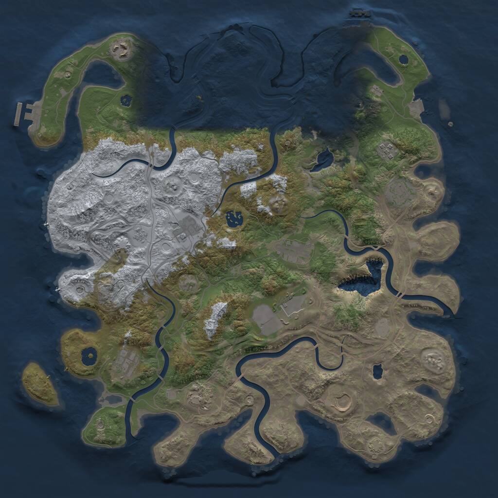Rust Map: Procedural Map, Size: 4250, Seed: 651842932, 16 Monuments
