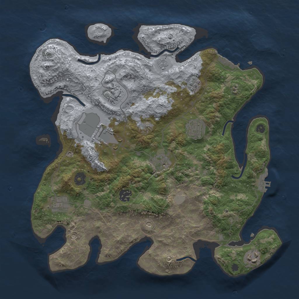 Rust Map: Procedural Map, Size: 3500, Seed: 45451, 15 Monuments