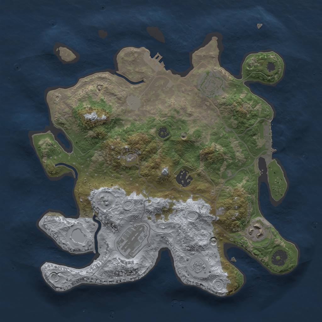 Rust Map: Procedural Map, Size: 3000, Seed: 57392, 11 Monuments