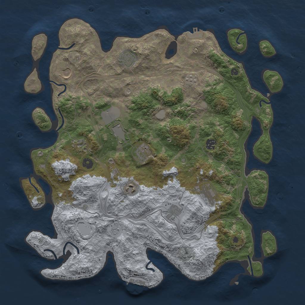 Rust Map: Procedural Map, Size: 4250, Seed: 57392, 17 Monuments