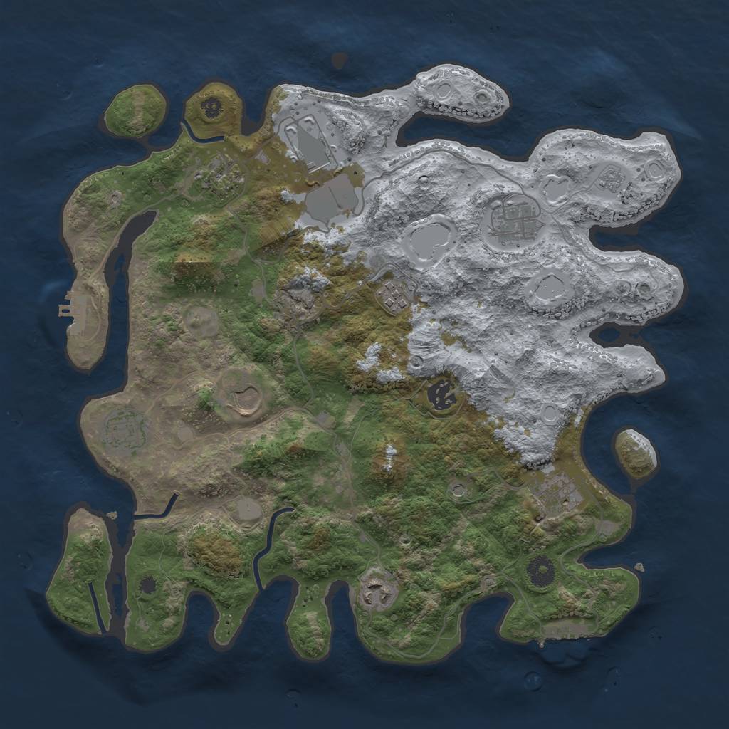 Rust Map: Procedural Map, Size: 3700, Seed: 919605670, 16 Monuments
