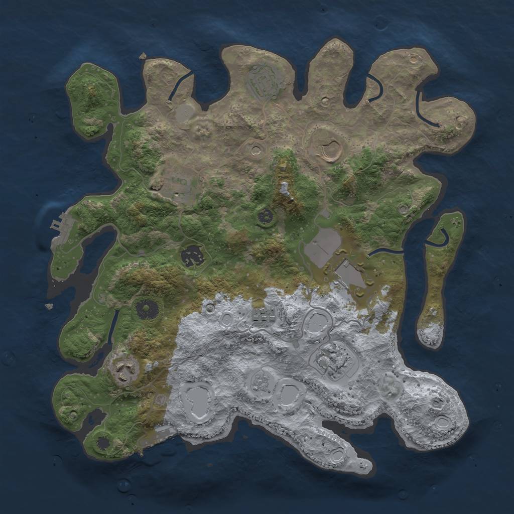 Rust Map: Procedural Map, Size: 3500, Seed: 910687072, 15 Monuments