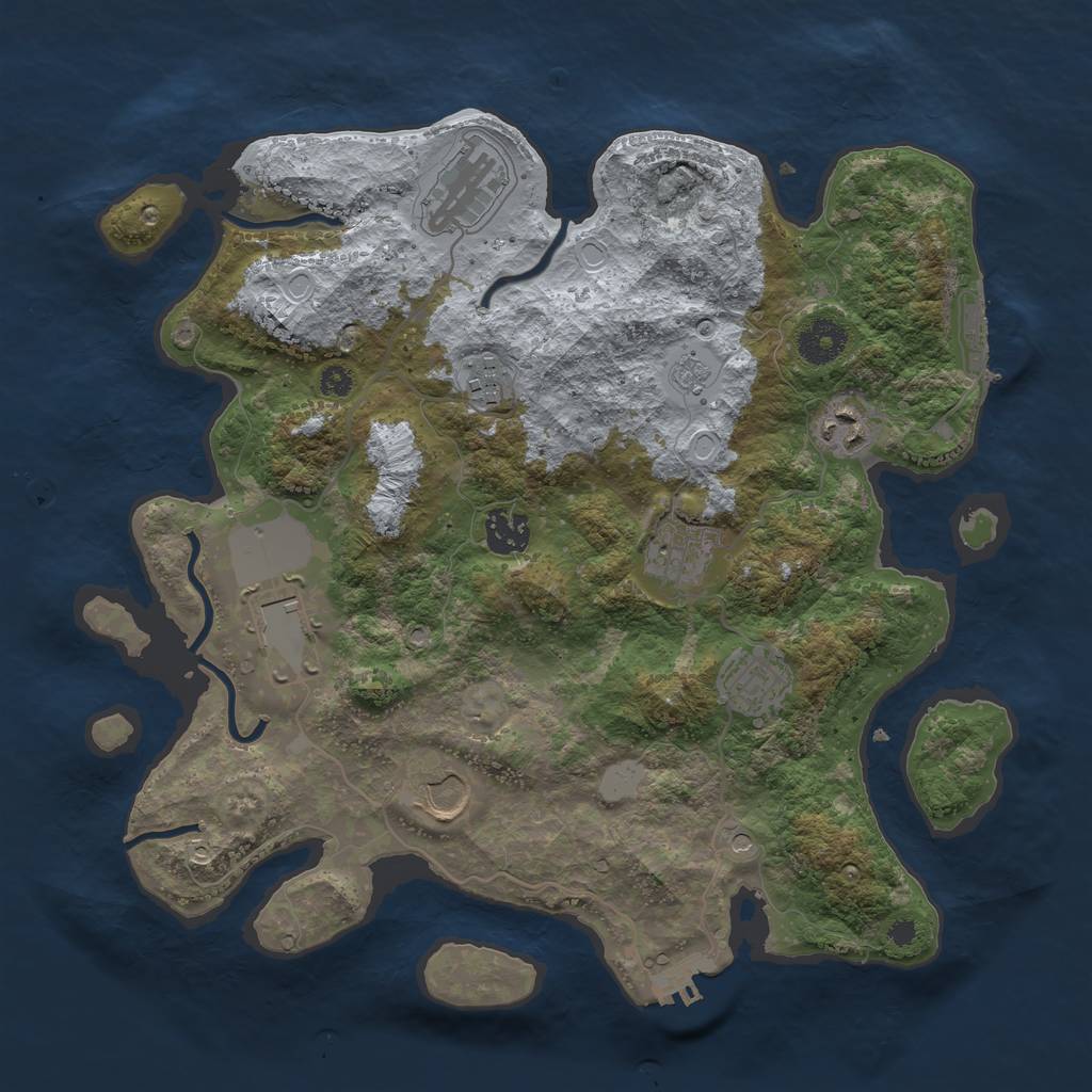 Rust Map: Procedural Map, Size: 3500, Seed: 6994, 15 Monuments