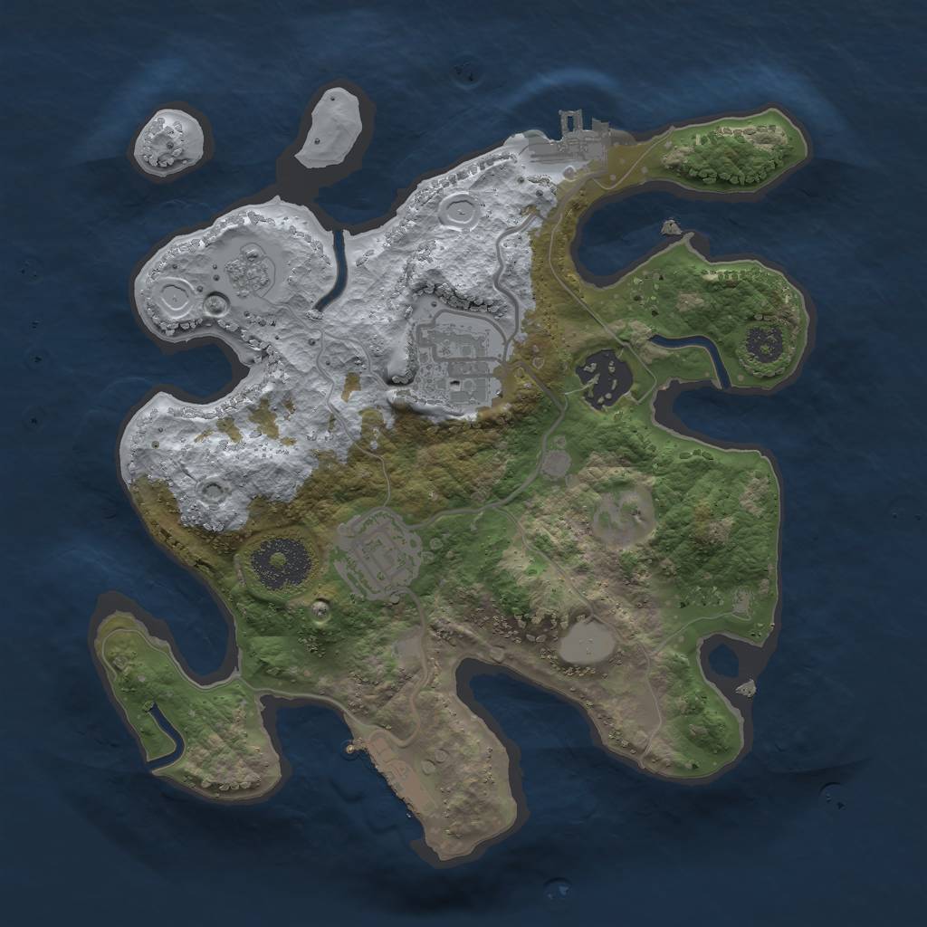 Rust Map: Procedural Map, Size: 2500, Seed: 17524, 9 Monuments